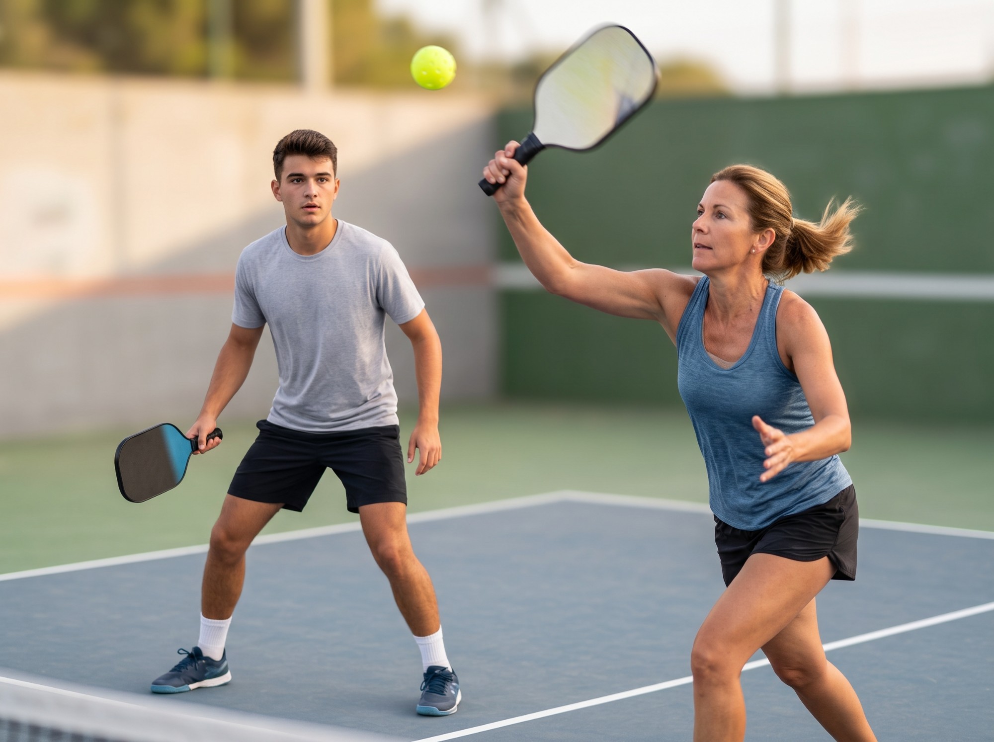Jugadores de pickleball en acción